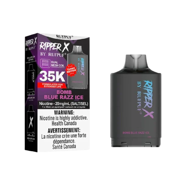 Ruf Puf Ripper X Pod 50K 2% disposable vape angle view