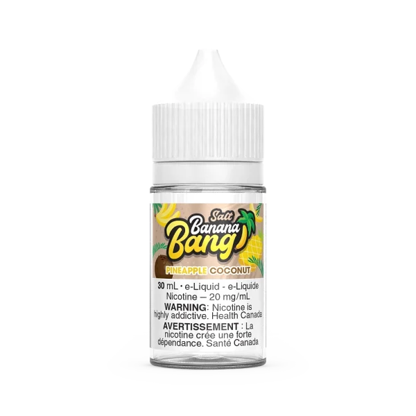 Banana Bang 30mL salt nicotine e-liquid featuring a smooth banana base and BOLD nicotine options; available for Calgary vape delivery.