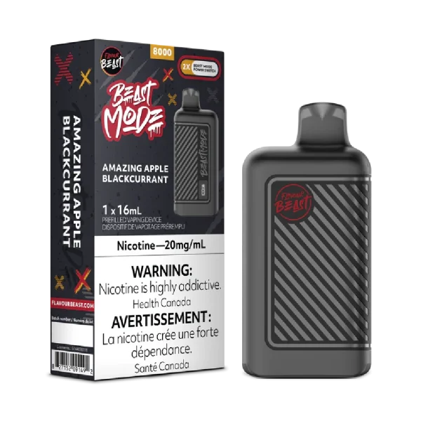 Flavour Beast Beast Mode disposable vape with 16mL capacity, dual mesh coils (0.6Ω/1.2Ω), and OLED display; available for Calgary delivery.