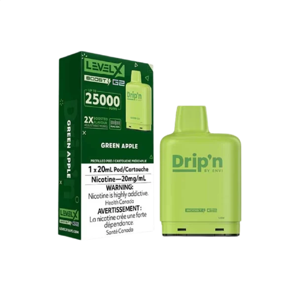 Level X Drip'n Boost G2 25K Pods 2% disposable vape packaging