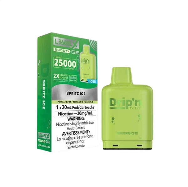 Level X Drip'n Boost G2 25K Pods 2% disposable vape angle view