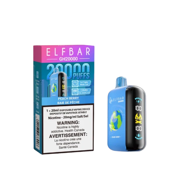 Elf Bar GH20K disposable vape featuring a triple mesh coil, digital screen display, and 3 mode settings; available for Calgary delivery.