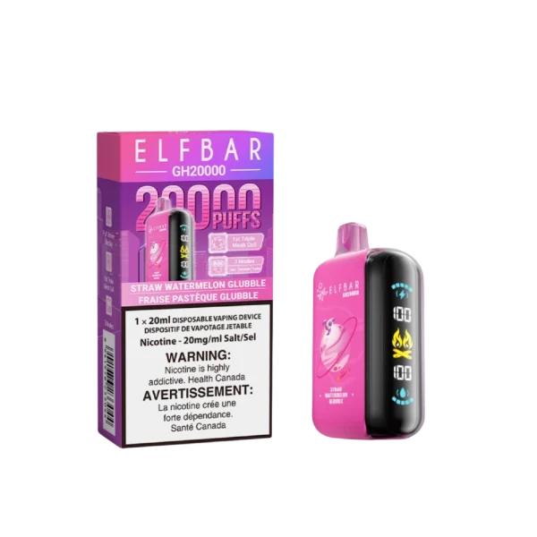 Elf Bar GH20K disposable vape featuring a triple mesh coil, digital screen display, and 3 mode settings; available for Calgary delivery.