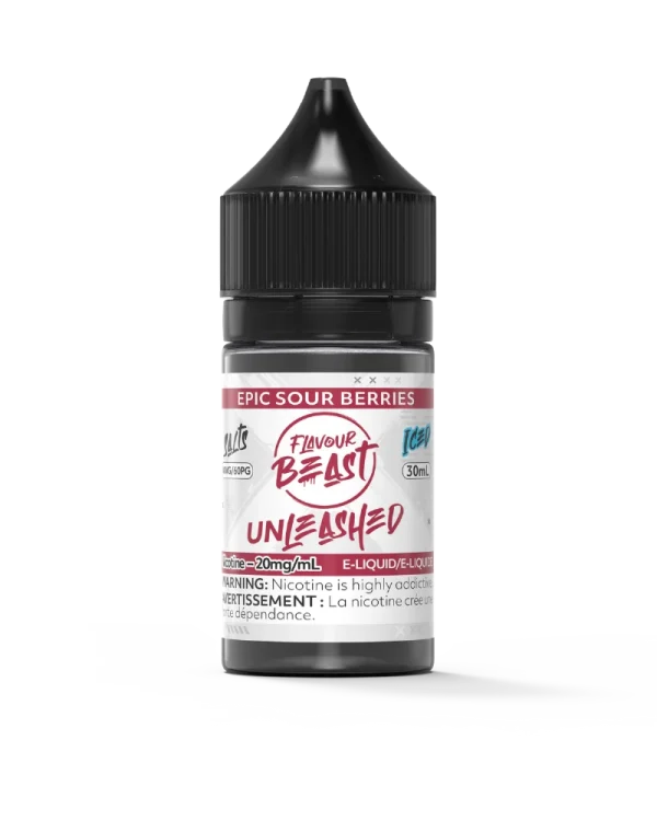 Flavour Beast 30mL salt nicotine e-liquid with 40VG/60PG ratio and intense fruit flavors; available for Calgary delivery.