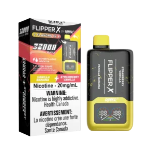 Ruf Puf Flipper X 32K disposable vape with dual flavors, 32,000 puffs, and mesh coils; available for Same Day Calgary delivery.
