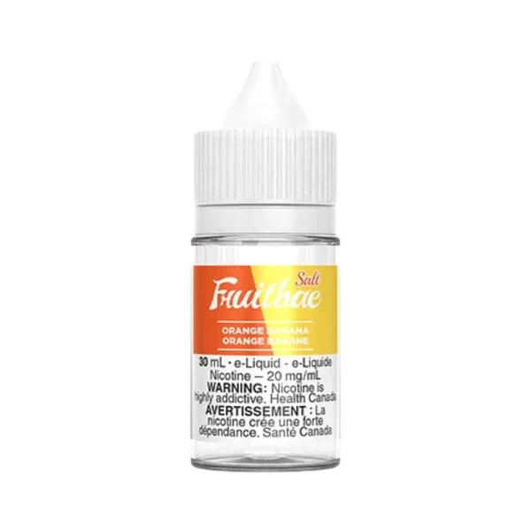 Fruitbae 30ml salt nicotine e-liquid bottle with fruit flavours and bold throat hit; available for Calgary vape delivery.