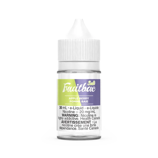 Fruitbae 30ml salt nicotine e-liquid bottle with fruit flavours and bold throat hit; available for Calgary vape delivery.