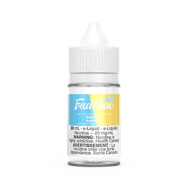 Fruitbae 30ml salt nicotine e-liquid bottle with fruit flavours and bold throat hit; available for Calgary vape delivery.