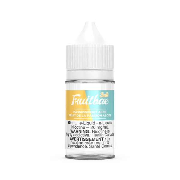 Fruitbae 30ml salt nicotine e-liquid bottle with fruit flavours and bold throat hit; available for Calgary vape delivery.