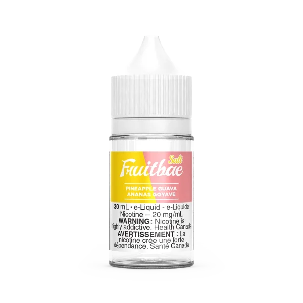 Fruitbae 30ml salt nicotine e-liquid bottle with fruit flavours and bold throat hit; available for Calgary vape delivery.