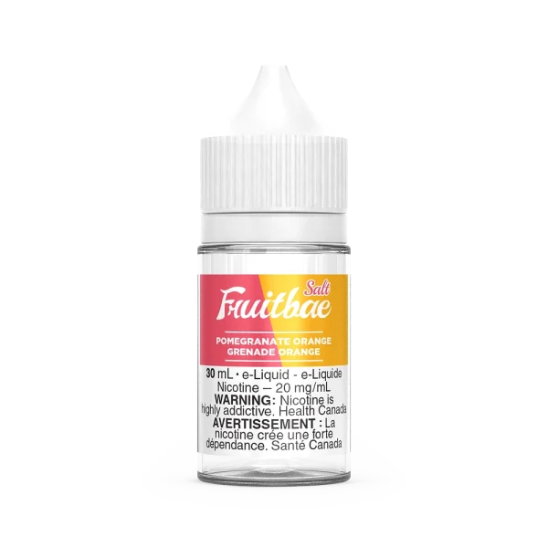 Fruitbae 30ml salt nicotine e-liquid bottle with fruit flavours and bold throat hit; available for Calgary vape delivery.