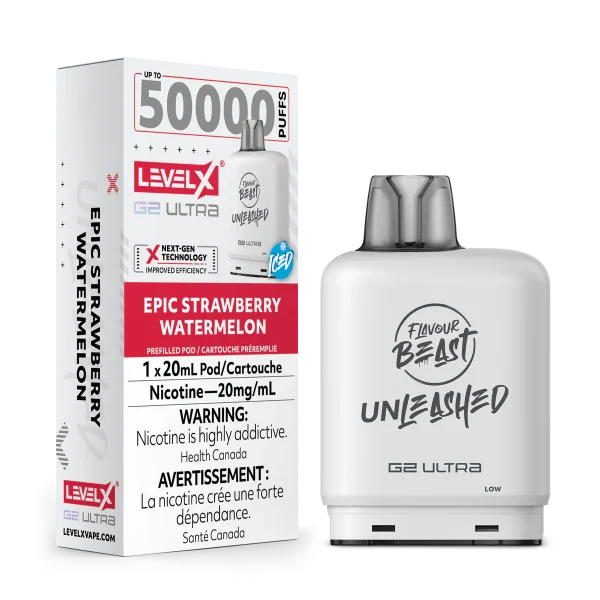 Level X Unleashed Boost G2 25,000 puff pod with 20mL capacity, triple-mode firing, and dual mesh coils; available for Same Day Calgary delivery.