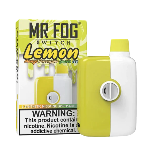 Mr. Fog Switch disposable vape with 5,500 puffs, 15mL e-liquid capacity, and adjustable airflow; available for same-day Calgary delivery.