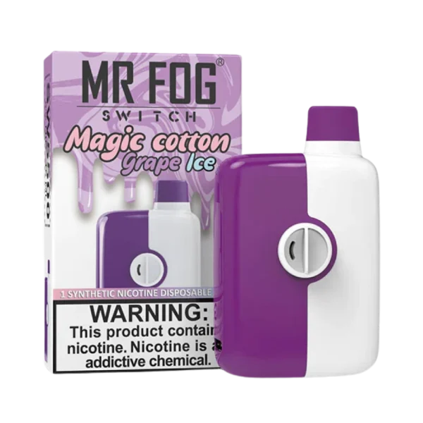 Mr. Fog Switch disposable vape with 5,500 puffs, 15mL e-liquid capacity, and adjustable airflow; available for same-day Calgary delivery.