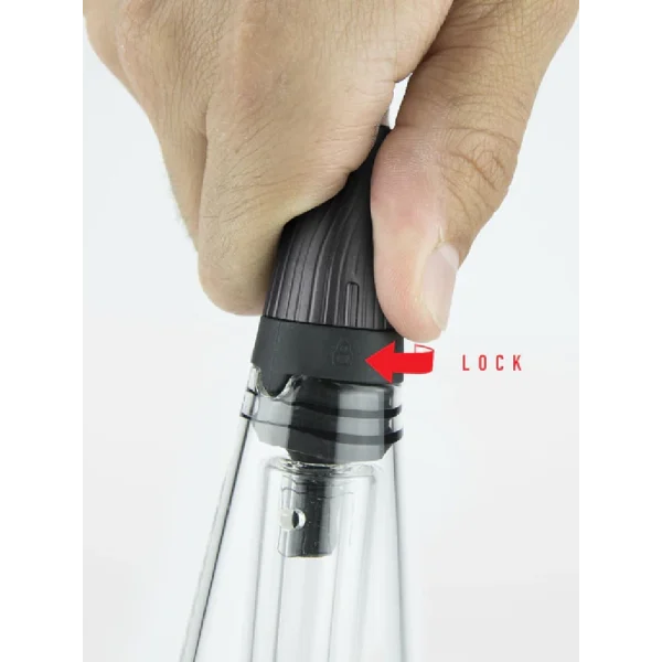 Puffco Peak Pro Travel Glass with twist-lock water seal and double seal technology; available for Calgary delivery.