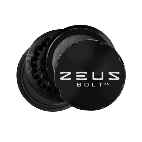 Zeus Bolt XL 70mm 4-piece grinder made from aircraft-grade aluminum with diamond-cut teeth.