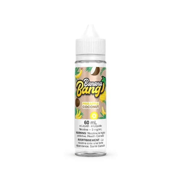 Banana Bang 60mL freebase e-liquid with a 70VG/30PG ratio and signature banana fruit blends; available for Calgary vape delivery.
