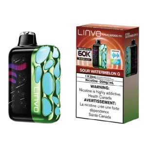 Linvo Rave 60K Sour Watermelon G vape with sour-sweet watermelon flavour.