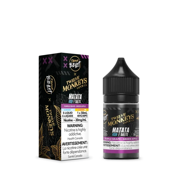 Flavour Beast X 12 Monkeys Matata 30mL Salt Nic with apple grape ice flavour.