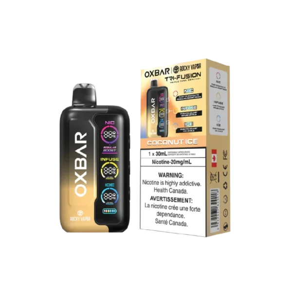 Oxbar Tri Fusion 2% disposable vape angle view