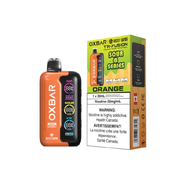 Oxbar Tri Fusion 2% disposable vape angle view