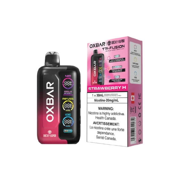 Oxbar Tri Fusion 2% disposable vape angle view