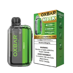 Oxbar M85K disposable vape (85,000 puffs) featuring a Visible 2.0 Tech Display and dual mesh coils; available for Calgary delivery.