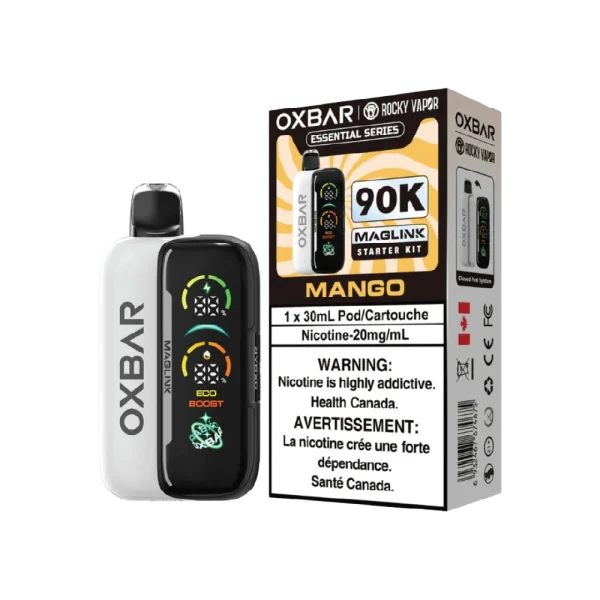 Oxbar Maglink 90K Mango disposable vape with sweet tropical mango flavour and 90,000-puff capacity.