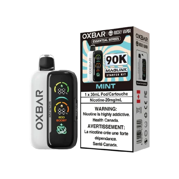 Oxbar Maglink 90K Mint disposable vape with refreshing mint flavour and 90,000-puff capacity.