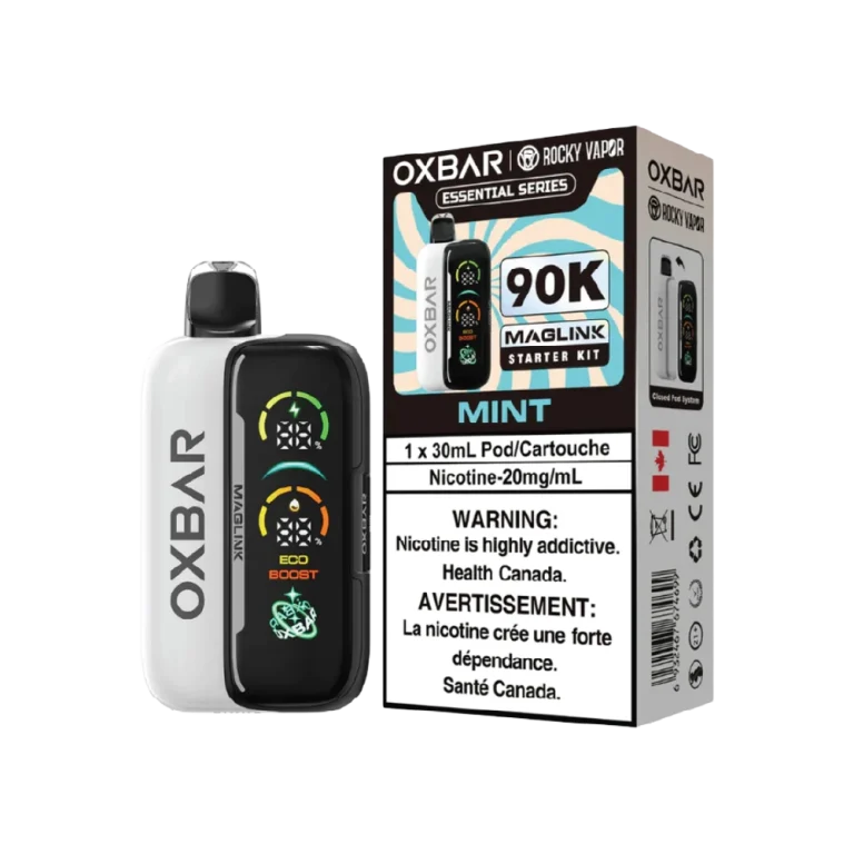 Oxbar Maglink 90K Mint disposable vape with refreshing mint flavour and 90,000-puff capacity.