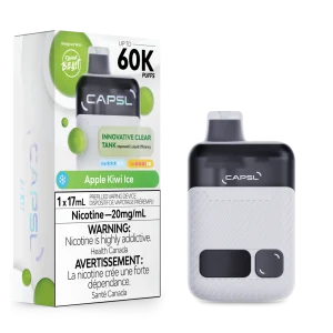 CAPSL AFX17 60K disposable vape featuring a large digital display screen and a sleek, ergonomic handheld design; available for Calgary delivery.
