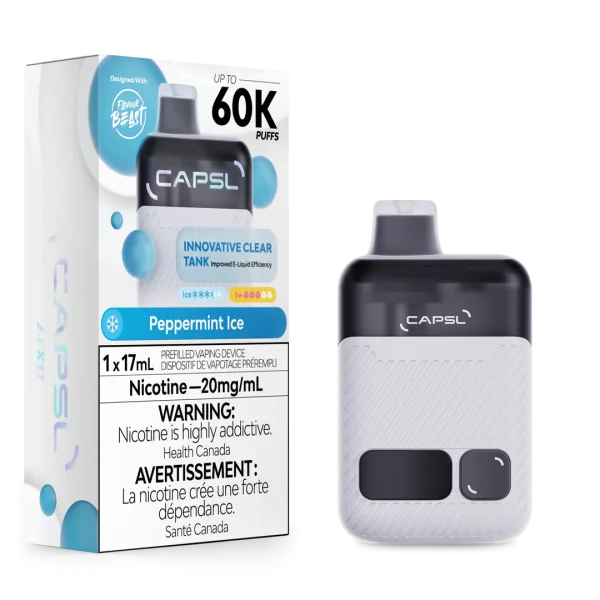 CAPSL AFX17 60K disposable vape featuring a large digital display screen and a sleek, ergonomic handheld design; available for Calgary delivery.