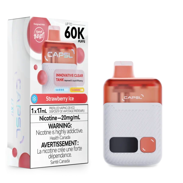 CAPSL AFX17 60K disposable vape featuring a large digital display screen and a sleek, ergonomic handheld design; available for Calgary delivery.