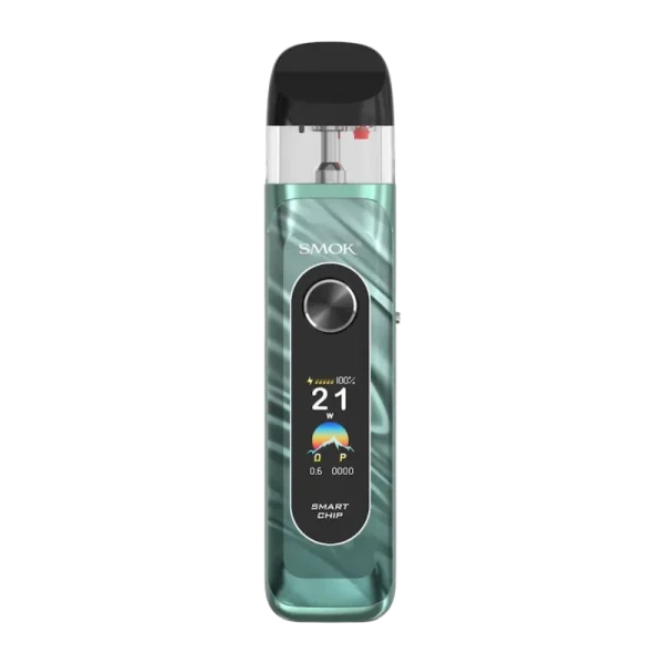 SMOK Novo 6 Pod Kit shown in a vibrant color lineup including Gold, Mineral Green, Blue, Pink, Purple, and Silver; features a compact design and OLED screen.