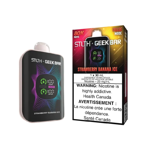 Stlth X Geek Bar disposable vape with digital display and 30mL capacity; available for Calgary delivery and Calgary vape delivery.