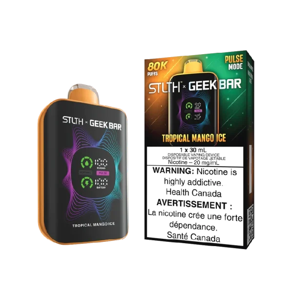 Stlth X Geek Bar disposable vape with digital display and 30mL capacity; available for Calgary delivery and Calgary vape delivery.