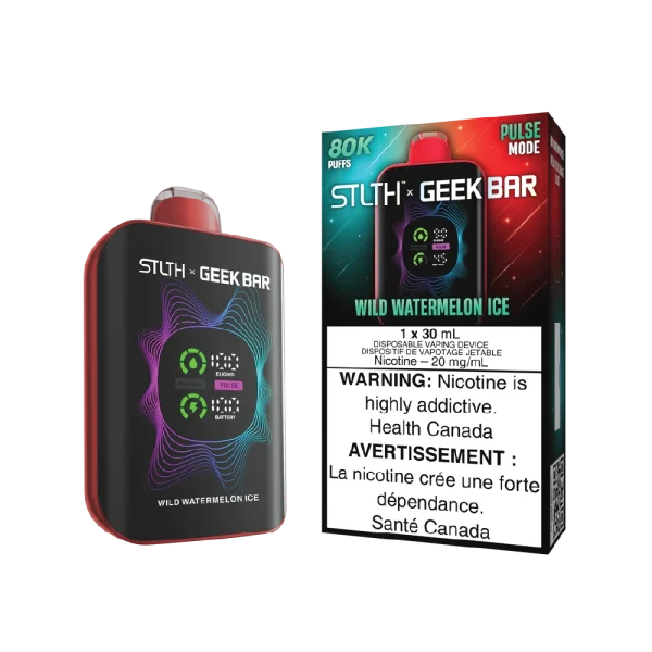 Stlth X Geek Bar disposable vape with digital display and 30mL capacity; available for Calgary delivery and Calgary vape delivery.