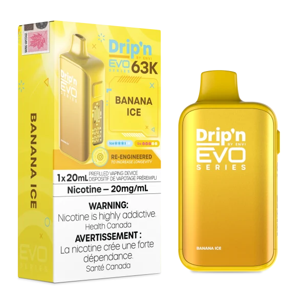 Dripn' Evo 63K 2% disposable vape angle view