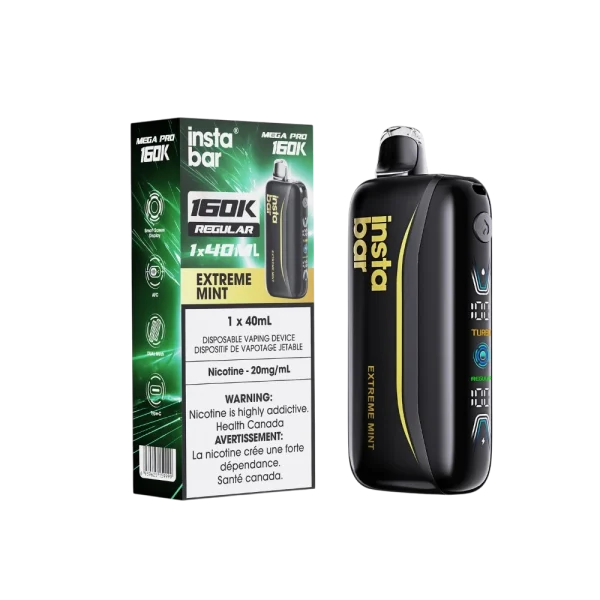 Insta Bar Mega Pro 160K 2% disposable vape packaging