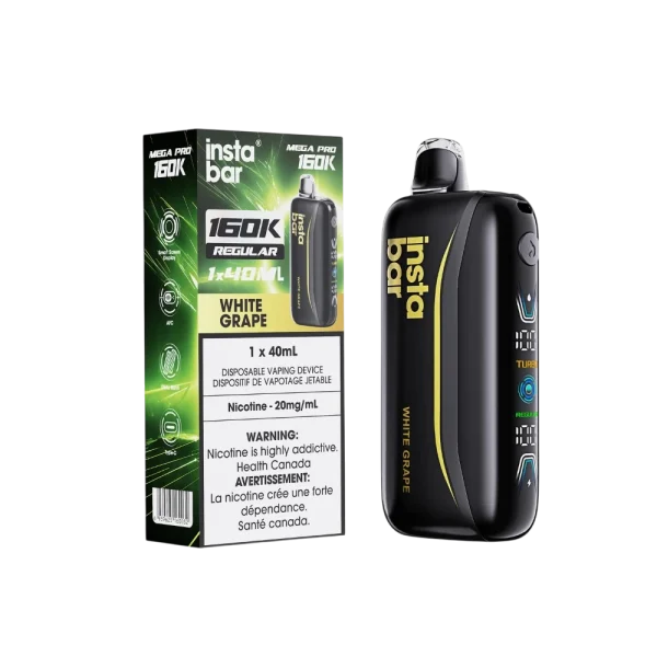 Insta Bar Mega Pro 160K 2% disposable vape angle view